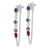 Sterling Silver Drop Earrings with Cubic Zirconia in Mixed Cuts and Colors for Women