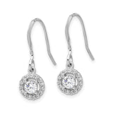 Sterling Silver Drop Earrings with Cubic Zirconia, Halo Design, Classic Bridal Style
