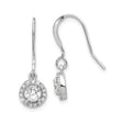 Sterling Silver Drop Earrings with Cubic Zirconia, Halo Design, Classic Bridal Style