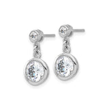 Sterling Silver Drop Earrings with Cubic Zirconia, Modern Minimalist Dangle Design