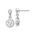 Sterling Silver Drop Earrings with Cubic Zirconia, Modern Minimalist Dangle Design