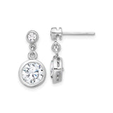 Sterling Silver Drop Earrings with Cubic Zirconia, Modern Minimalist Dangle Design