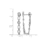 Sterling Silver Dangle Earrings with Cubic Zirconia, Chain Link Heart Design