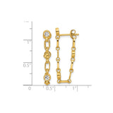 Sterling Silver Heart Dangle Earrings with Cubic Zirconia, Linked Bar Drop Design for Women