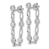 Sterling Silver Drop Earrings with Cubic Zirconia, Modern Link Chain Dangle Design for Women