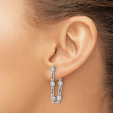 Sterling Silver Drop Earrings with Cubic Zirconia, Modern Link Chain Dangle Design for Women