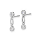 Sterling Silver Drop Dangle Earrings with Cubic Zirconia and Modern Link Chain Design