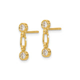 Sterling Silver Dangle Earrings with Cubic Zirconia, Gold Plated Oval Link Drop Design
