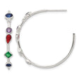 Sterling Silver Hoop Earrings with Cubic Zirconia, Multicolor Shapes, Modern Dangle Style