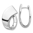 Sterling Silver Hoop Earrings with Cubic Zirconia, Curved Square Geometric Minimalist Design