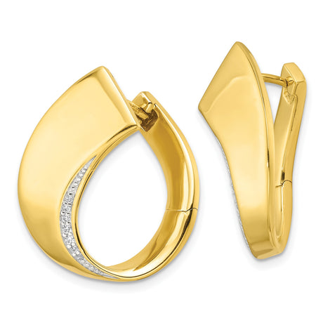 Sterling Silver Teardrop Earrings with Cubic Zirconia, Asymmetrical Hoop Design