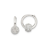 Sterling Silver Hoop Earrings with Cubic Zirconia Bead, Modern Minimalist Style for Women