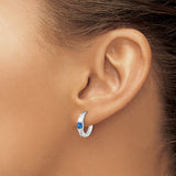 Sterling Silver Hoop Earrings with Blue Spinel and Cubic Zirconia, Modern Polished Design for Women
