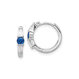 Sterling Silver Hoop Earrings with Blue Spinel and Cubic Zirconia, Modern Polished Design for Women