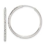 Sterling Silver Hoop Earrings with Cubic Zirconia, Medium Classic Front-Facing Sparkle Design