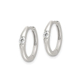 Sterling Silver Hoop Earrings with Cubic Zirconia Accents, Polished Finish, Lightweight Hinged Design