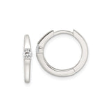 Sterling Silver Hoop Earrings with Cubic Zirconia Accents, Polished Finish, Lightweight Hinged Design