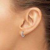 Sterling Silver Hoop Earrings with Channel Set Cubic Zirconia, Lightweight Huggie Style