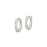 Sterling Silver Huggie Hoop Earrings with Cubic Zirconia, Polished Classic Style for Women