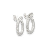 Sterling Silver Leaf Hoop Earrings with Marquise and Round Cubic Zirconia