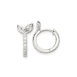 Sterling Silver Leaf Hoop Earrings with Marquise and Round Cubic Zirconia