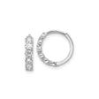 Sterling Silver Hoop Earrings with Cubic Zirconia in Shared Prong Setting, Minimalist Huggie Style