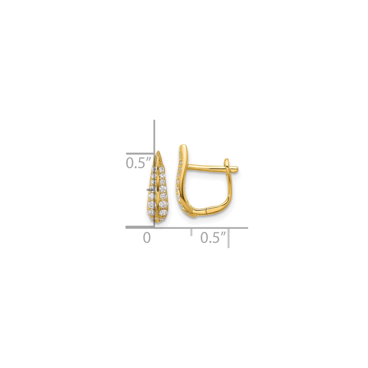 Sterling Silver Tapered Hoop Earrings with Cubic Zirconia, Gold Plated, Sleek Modern Design