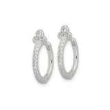 Sterling Silver Hoop Earrings with Cubic Zirconia, Fleur de Lis French Style