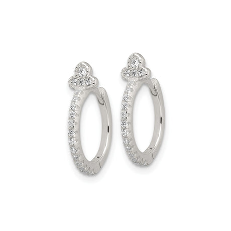 Sterling Silver Hoop Earrings with Cubic Zirconia, Fleur de Lis French Style