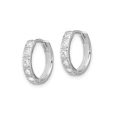Sterling Silver Hoop Earrings with Channel-Set Cubic Zirconia, Huggie Style for Women