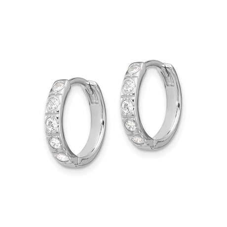 Sterling Silver Hoop Earrings with Channel-Set Cubic Zirconia, Huggie Style for Women