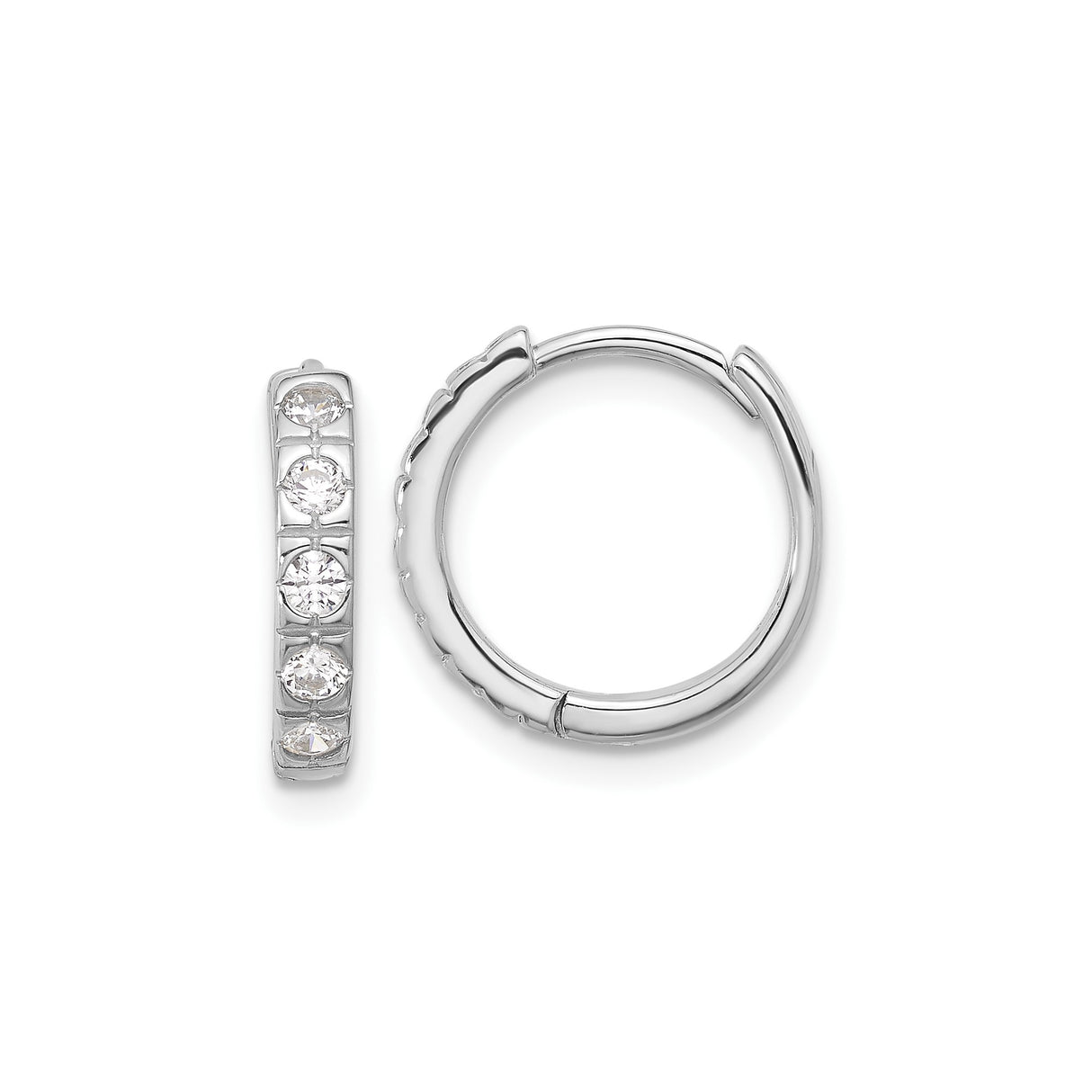 Sterling Silver Hoop Earrings with Channel-Set Cubic Zirconia, Huggie Style for Women