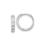 Sterling Silver Hoop Earrings with Channel-Set Cubic Zirconia, Huggie Style for Women