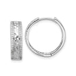 Sterling Silver Hoop Earrings with Hammered Texture and Cubic Zirconia Accents