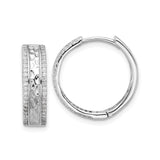 Sterling Silver Hoop Earrings with Hammered Texture and Cubic Zirconia Accents