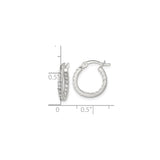 Sterling Silver Hoop Earrings with Cubic Zirconia, Hinged Design, Polished Finish