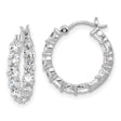 Sterling Silver Hoop Earrings with Round Cut Cubic Zirconia, Inside Out Shared Prong Design