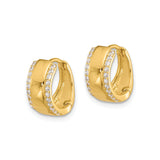 Sterling Silver Huggie Hoop Earrings with Cubic Zirconia Accents, Polished Finish, Classic Design