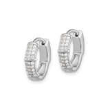 Sterling Silver Hoop Earrings with Cubic Zirconia, Bamboo Style, Lightweight and Modern Design