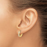 Sterling Silver Bamboo Hoop Earrings with Cubic Zirconia, Segmented Modern Statement Style