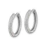 Sterling Silver Hoop Earrings with Triple Row Cubic Zirconia Pavé Setting