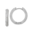 Sterling Silver Hoop Earrings with Triple Row Cubic Zirconia Pavé Setting