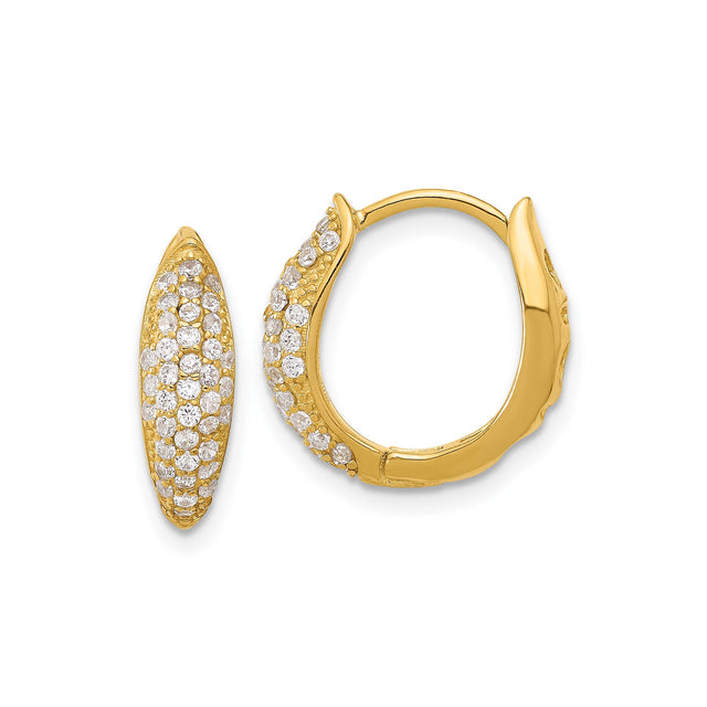 Sterling Silver Hoop Earrings with Cubic Zirconia, Marquise Design, Gold-Plated Modern Style