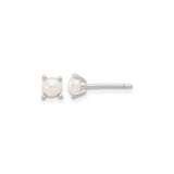 Sterling Silver Pearl Stud Earrings with Round White Freshwater Pearls, Minimalist Design