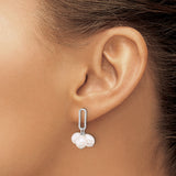 Sterling Silver Dangle Earrings with Double Freshwater Pearls, Modern Oval Link Drop Design