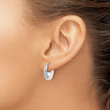 Sterling Silver Hoop Earrings with Cultured White Pearl, Modern Minimalist Style