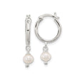 Sterling Silver Hoop Earrings with Dangling Freshwater Pearls, Classic Bridal Style