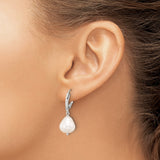 Sterling Silver Drop Earrings with White Freshwater Baroque Pearls, Leverback Design