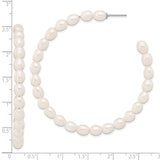 Sterling Silver Hoop Earrings with Natural White Freshwater Pearls, Classic and Elegant Design