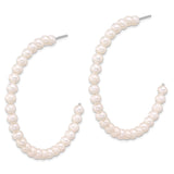 Sterling Silver Hoop Earrings with White Freshwater Cultured Pearls, Classic Formal Style